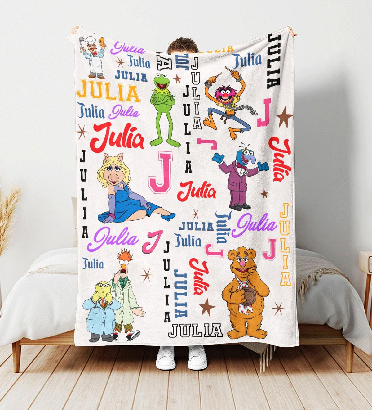 Personalized Disney The Muppets Blanket, Custom Name Disney Kermit Gonzo Rizzo Piggy Blanket, The Muppet Show Blanket, Muppet Blanket