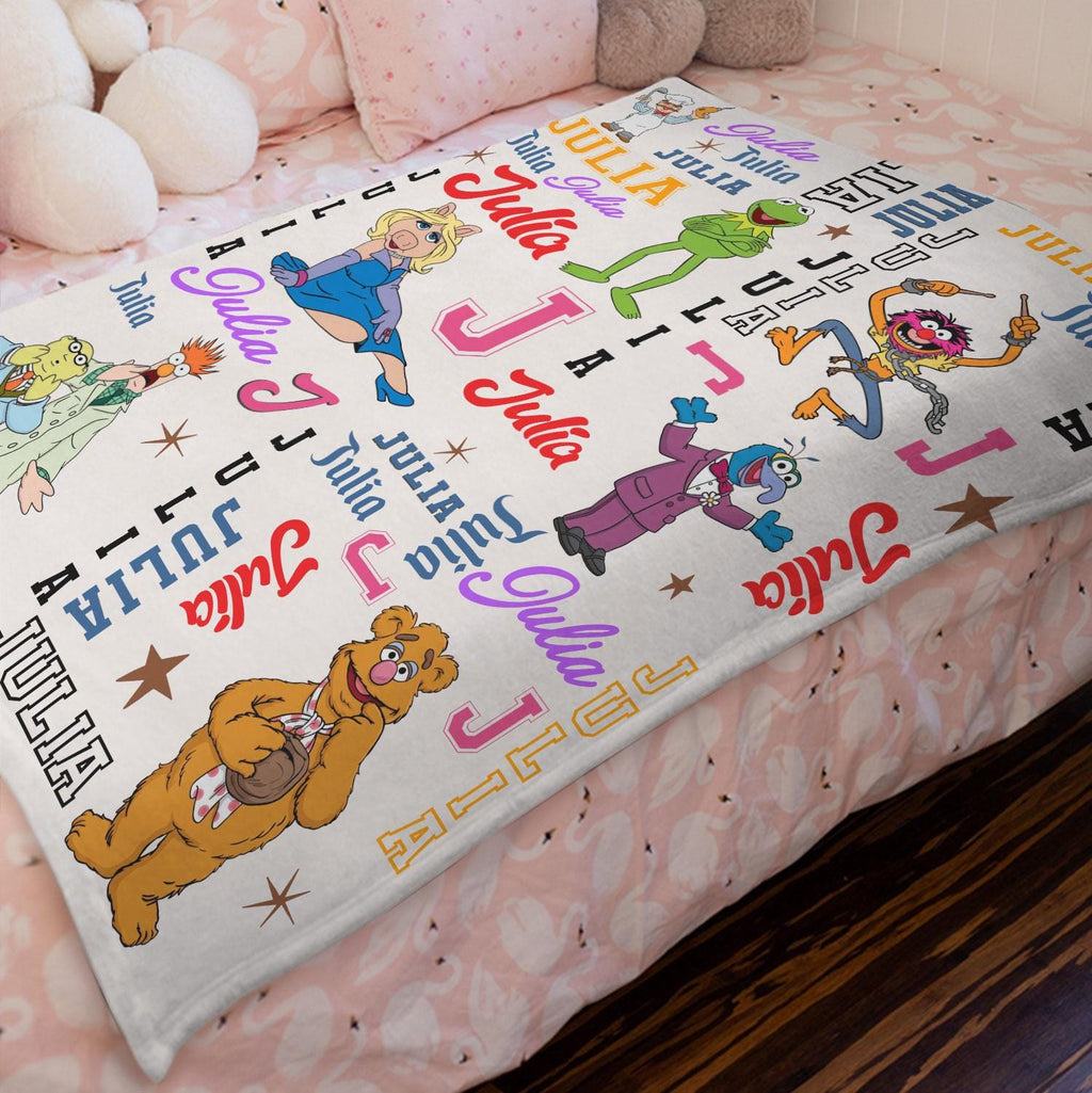 Personalized Disney The Muppets Blanket, Custom Name Disney Kermit Gonzo Rizzo Piggy Blanket, The Muppet Show Blanket, Muppet Blanket