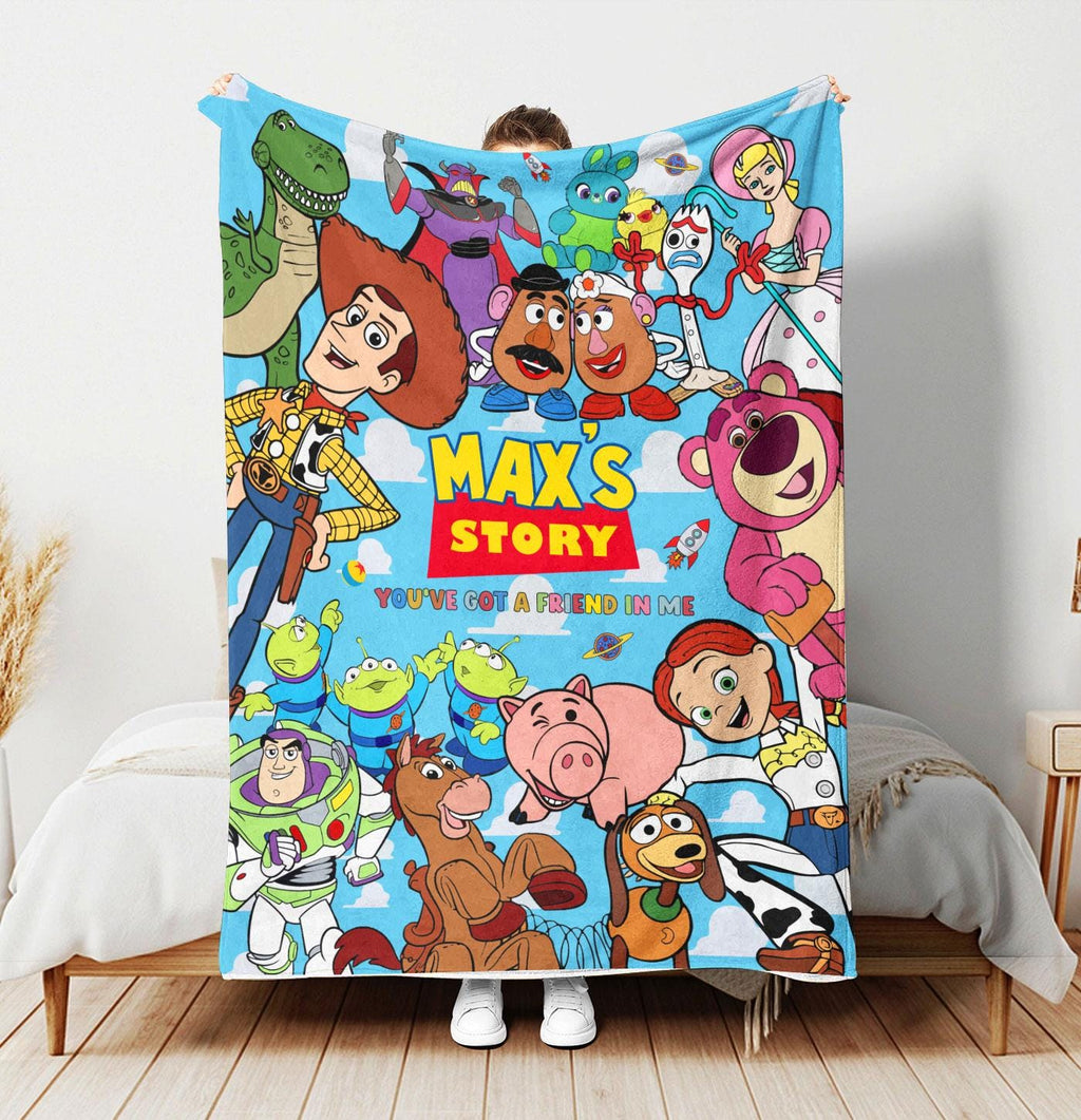 Personalized Disney Toy Story Blanket, Custom Name You've Got A Friend In Me Blanket, Woody Buzz Jessie Blanket, Toy Story Nursery Throw