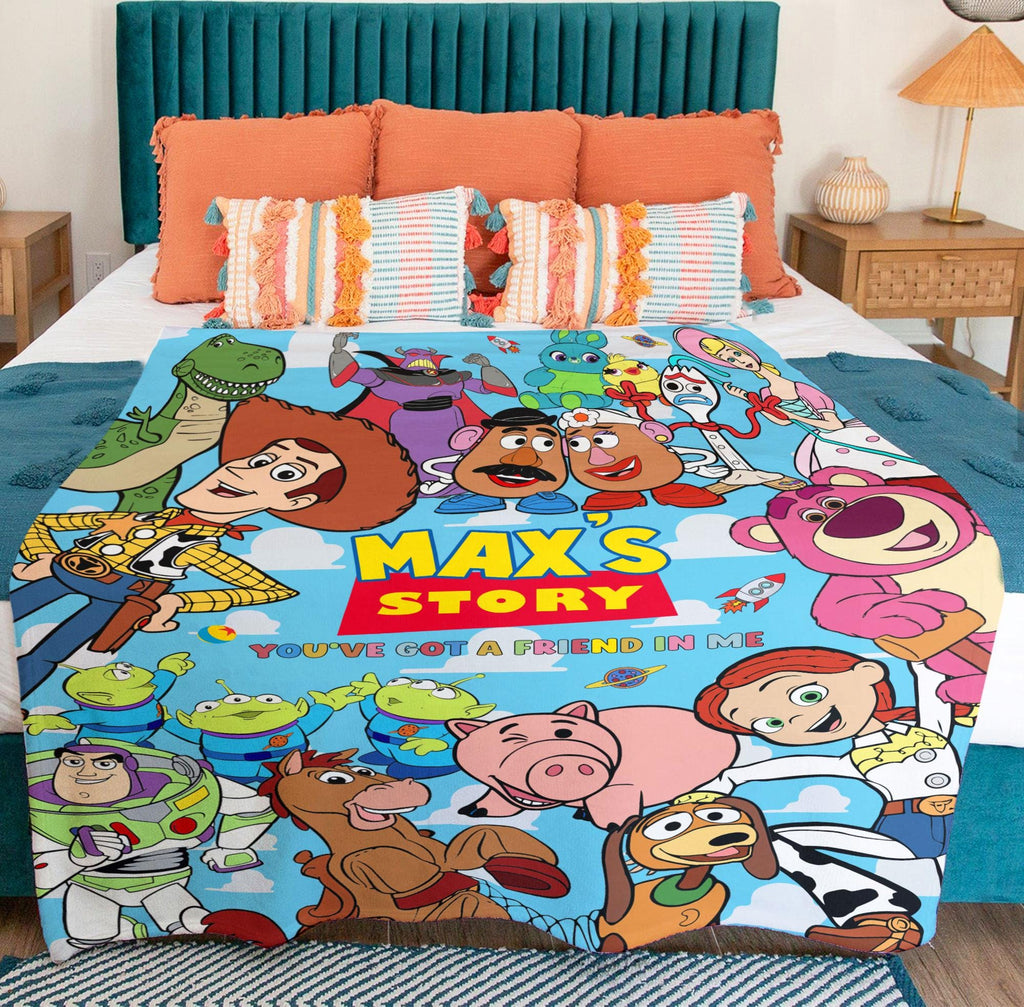 Personalized Disney Toy Story Blanket, Custom Name You've Got A Friend In Me Blanket, Woody Buzz Jessie Blanket, Toy Story Nursery Throw