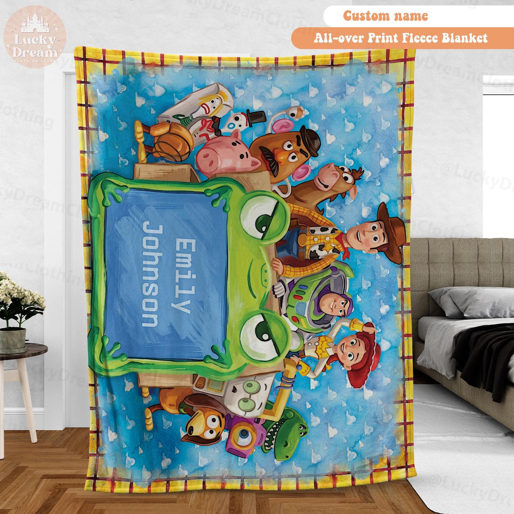 Personalized Toy Story 5 Blanket, Custom Name Disney Toy Story Blanket, Woody Buzz Lightyear Jessie Blanket, Toy Story 5 Gift for Boy, Girl
