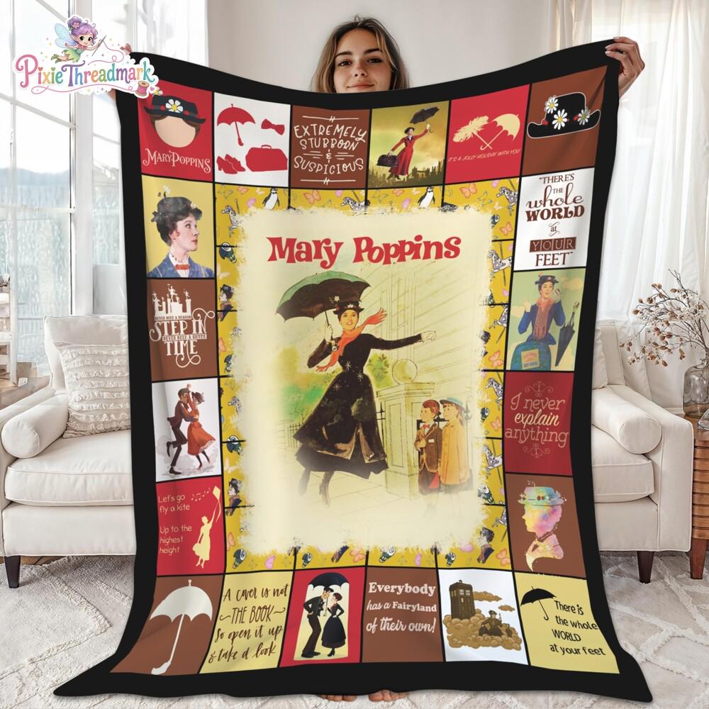 Mary Poppins Fleece Blanket, Mary Poppins Bert Blanket for Bed Couch Sofa, Christmas Gifts, Vintage Movie Blanket