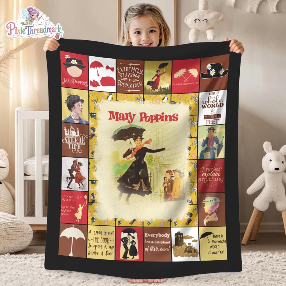 Mary Poppins Fleece Blanket, Mary Poppins Bert Blanket for Bed Couch Sofa, Christmas Gifts, Vintage Movie Blanket