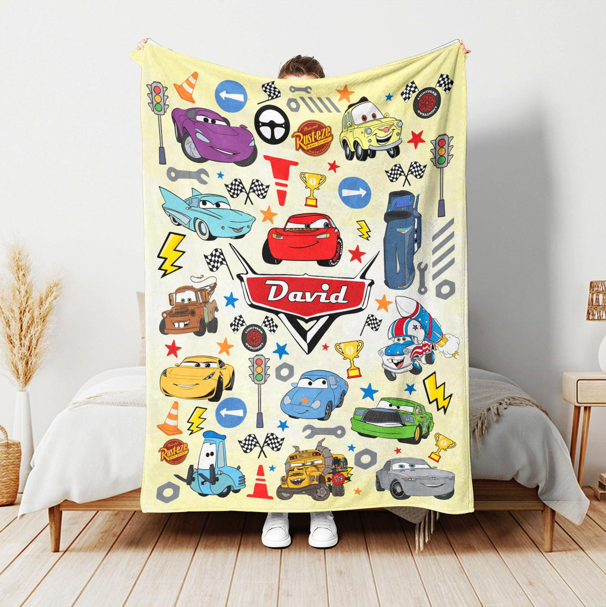 Custom Cars Blanket, Personalized Disney Cars Blanket, Toddler Boy Gift, Custom Name Kids Blanket , Lightning McQueen Blanket Baby Shower