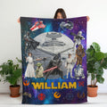 Personalized Star Wars Blanket, Custom Name Galaxy Throw Blanket,Birthday Gift for Boys Kids Movie Fan Gift Cute Yoda Darth Vader Room Decor