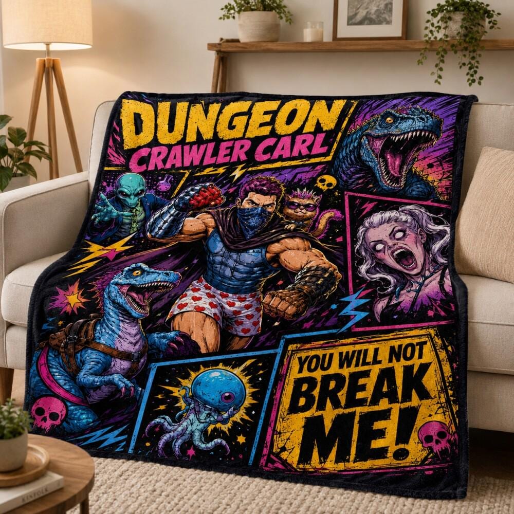 Dungeon Crawler Carl Fleece Blanket, New Achievement Gamer Sherpa Throw Cozy LitRPG Bookish Merch Princess Donut Fan Gift For Couch