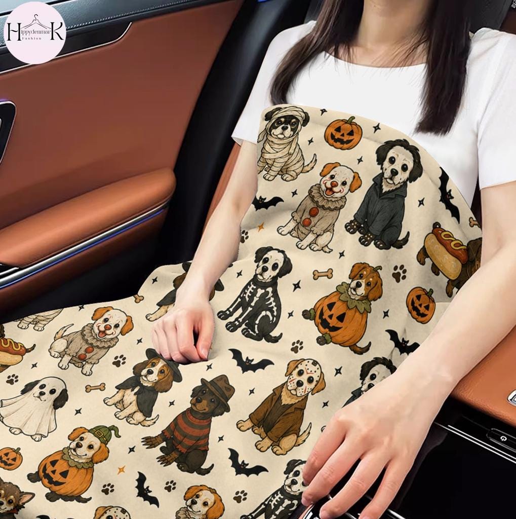 Just A Spooky Paw Blanket, Halloween Dog Throw, Cute Puppy Halloween Gift, Dog Mom Blanket, Retro Fall Decor, Soft Cozy Blanket