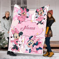 Custom Minnie Mouse Blanket for Girls, Personalized Pink Fleece Throw with Name, Cute Disney Nursery Decor, Toddler Birthday Gift