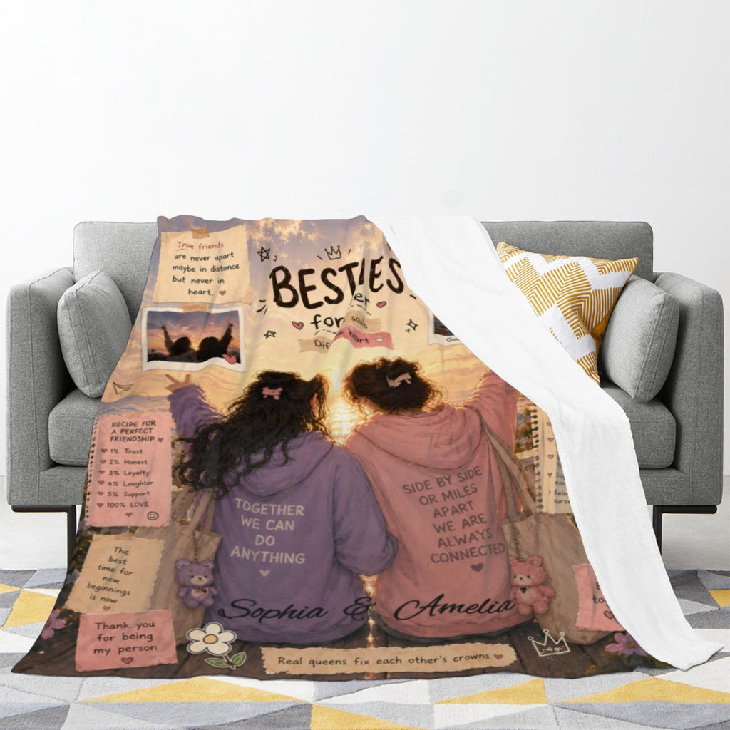 Custom Best Friend Blanket Personalized Flannel Throw Customized Name Soft Fleece Blanket Anti Pilling Cozy Friendship Gift Soul Sister