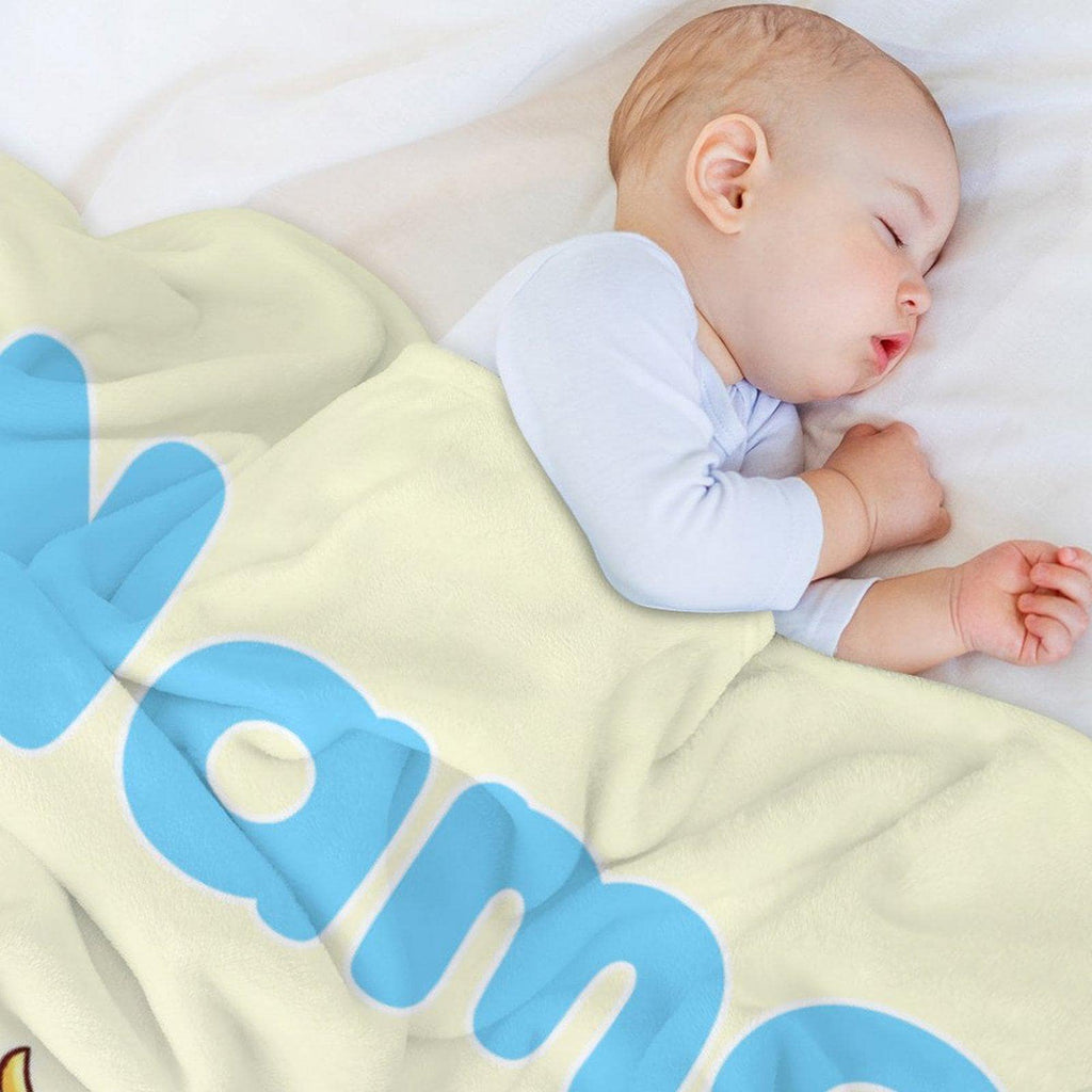 Personalized Cartoon Bear Blanket, Custom Name Kids Minky Blanket, Cute Big Bear Nursery Throw, Vintage Puppet Friends Gift for Boy Girl