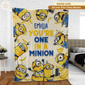 Personalized Cartoon Character Blanket, Custom Name Fleece Blanket, Kids Cute Birthday Gift, Yellow Monster Inflated Throw Blanket