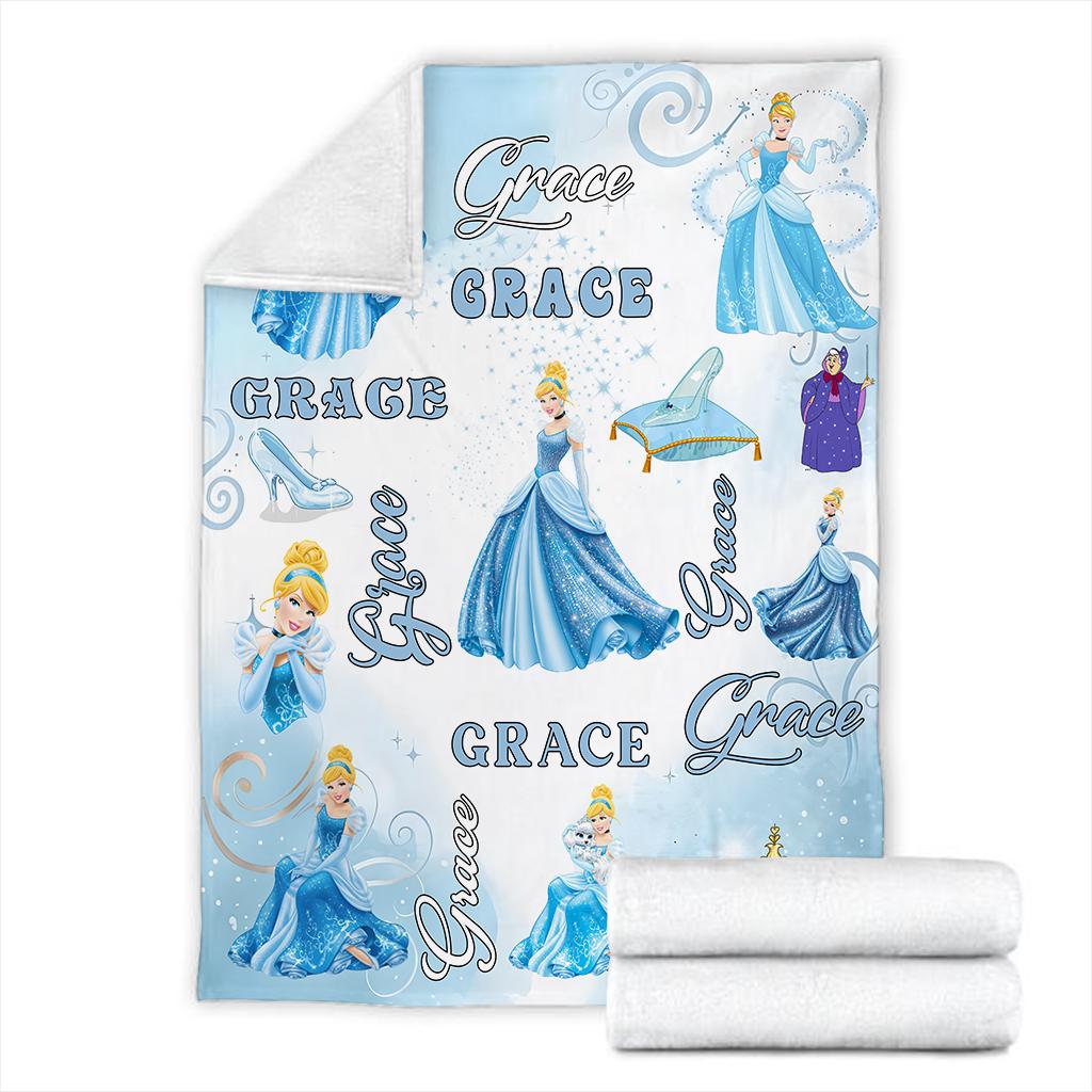 Personalized Cinderella Blanket, Cinderella Princess Fleece Blanket, Princess Blanket, Magic Kingdom Blanket, Gift For Daughter, Home Decor