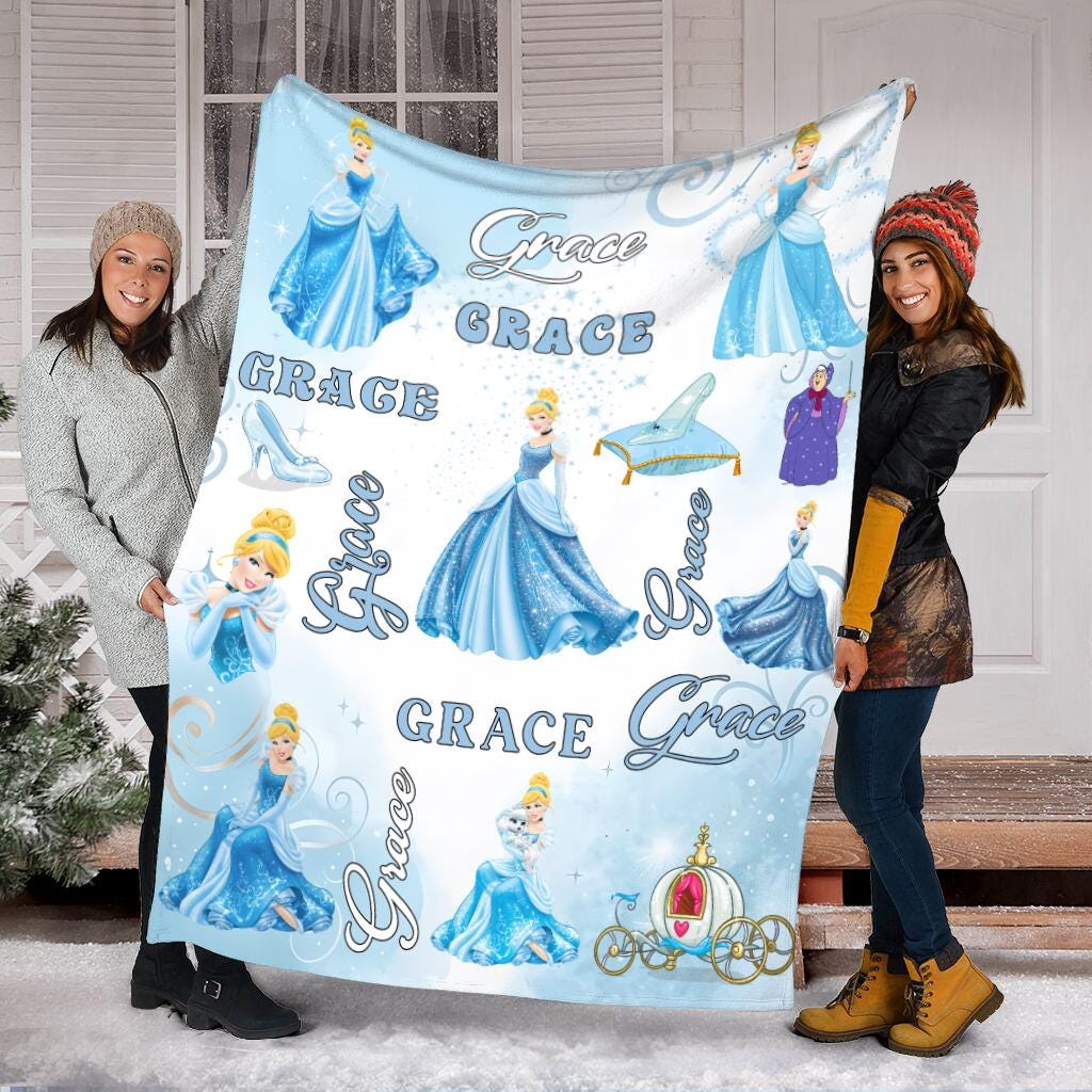 Personalized Cinderella Blanket, Cinderella Princess Fleece Blanket, Princess Blanket, Magic Kingdom Blanket, Gift For Daughter, Home Decor