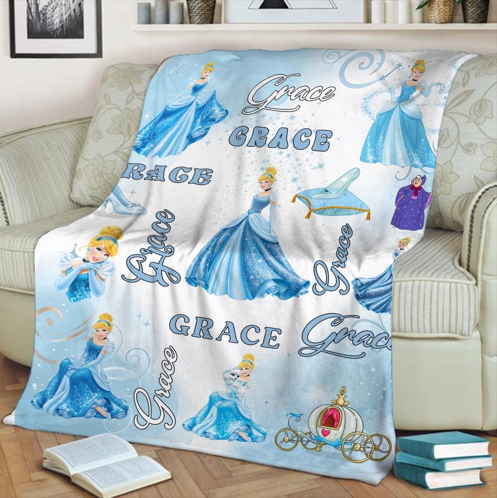 Personalized Cinderella Blanket, Cinderella Princess Fleece Blanket, Princess Blanket, Magic Kingdom Blanket, Gift For Daughter, Home Decor