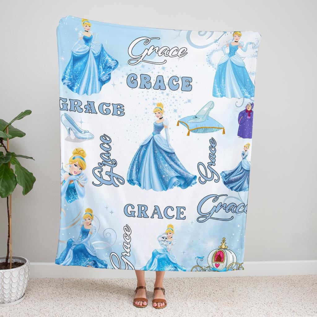 Personalized Cinderella Blanket, Cinderella Princess Fleece Blanket, Princess Blanket, Magic Kingdom Blanket, Gift For Daughter, Home Decor