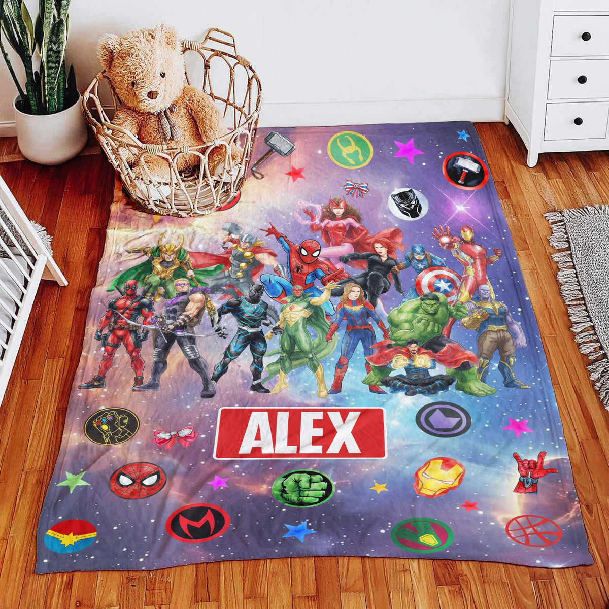 Personalized Marvel Avengers Blanket,Super Hero Blanket, Spiderman Ironman Hulk Deadpool Blanket, Marvel Fan Blanket,Disney Birthday Blanket