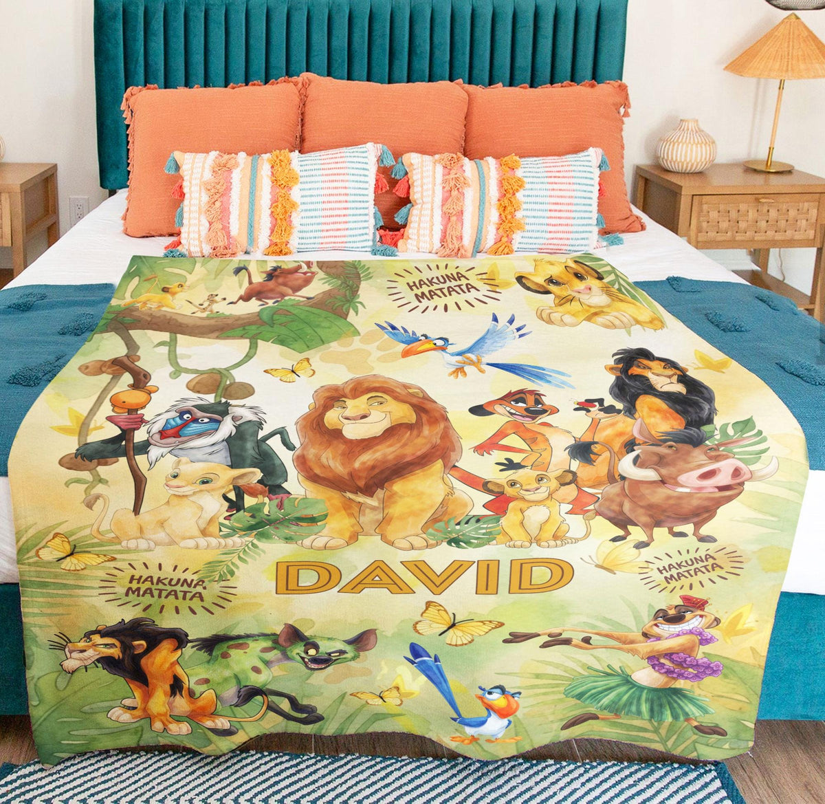 Custom Name Lion King Blanket, Personalized Simba Blanket for Kids Baby, Cute Birthday Gift for Boys Girls, Nursery Decor, Hakuna Matata