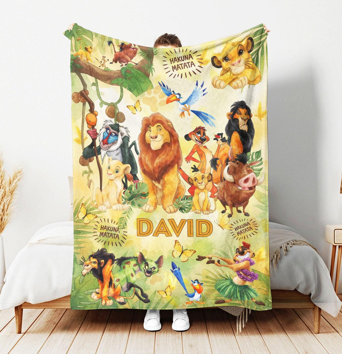 Custom Name Lion King Blanket, Personalized Simba Blanket for Kids Baby, Cute Birthday Gift for Boys Girls, Nursery Decor, Hakuna Matata