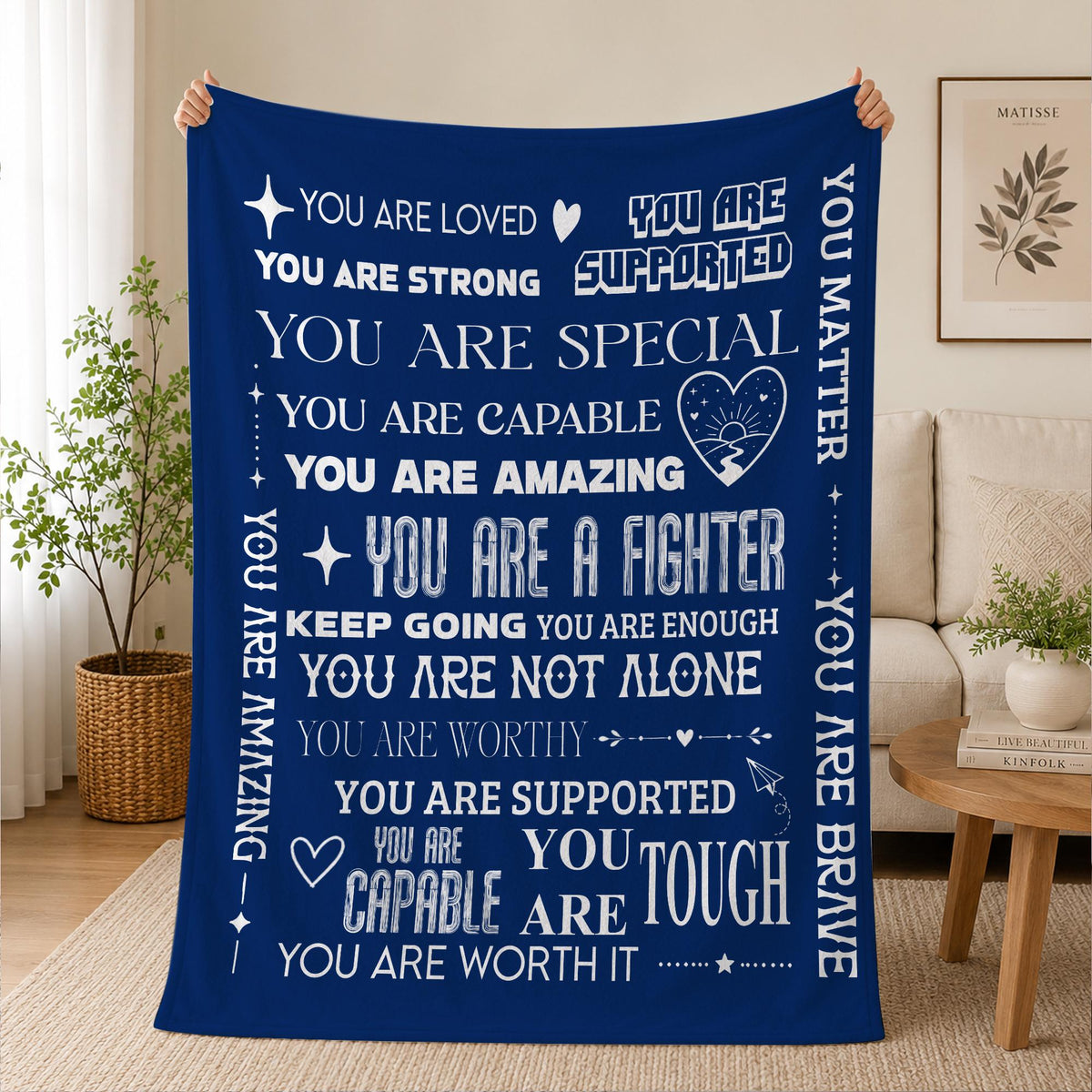 Inspirational Blanket Gift, Get Well Soon Throw, Encouragement Blanket, Thinking of You Gift, Feel Better Gift for Women, For Men
