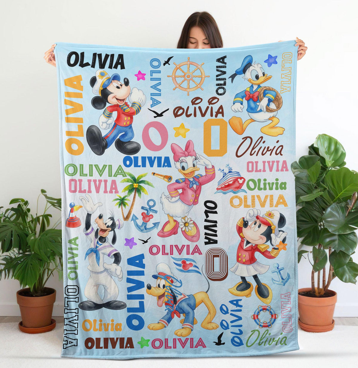 Custom Name Disney Cruise Blanket, Personalized Mouse And Friends Cruise Blanket for Kids Baby, Disney Cruise blanket, Disney Travel Blanket