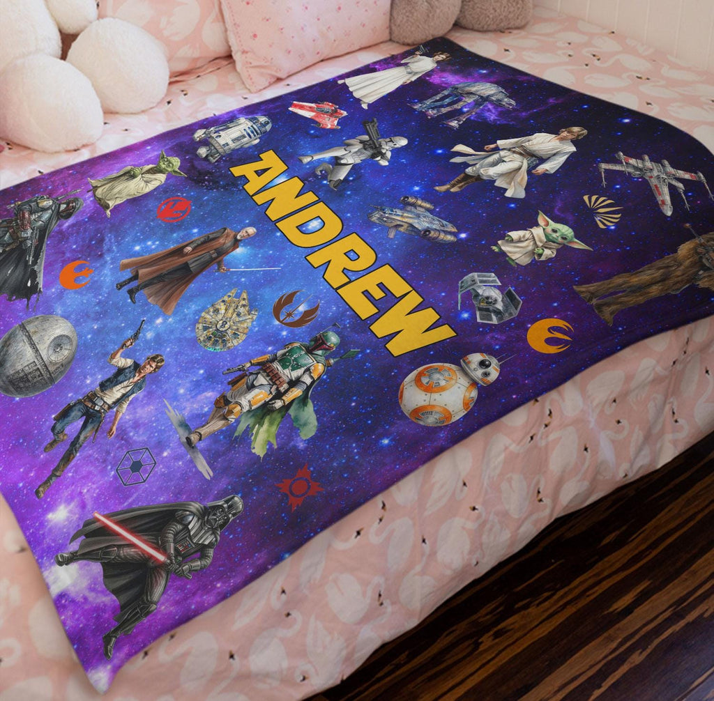 Custom Name DisneyStar Wars Blanket, Personalized Star Wars Blanket for Kids Baby, Star Wars Birthday Blanket, Disney Nursery Decor