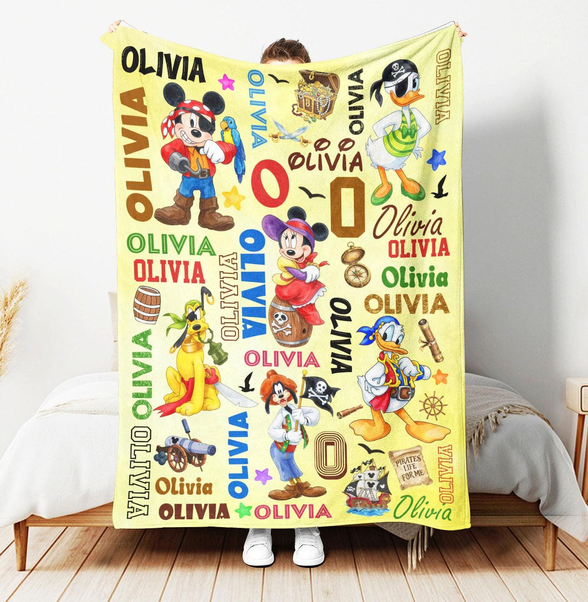 Custom Name Pirates Of The Caribbean Blanket, Mouse And Friends Cruise Blanket for Kids Baby, Disney Cruise Blanket, Disney Nursery Decor