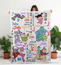 Custom Name Monster Inc Blanket, Personalized Disney Monster Inc Blanket, Monsters University Birthday Blanket Gift, Sully Mike Blanket