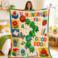 The Very Hungry Caterpillar Blanket, Hungry For A Good Book Throw Blanket, Reading Teacher Gift, Literacy Teacher Throw, Bookworm Gift