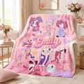 Personalized Flannel Blanket for Girls, Custom Name Digital Circus Throw, Cute tadc Fan Gift, Cozy Birthday Blanket, Circus Character Decor