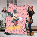 Personalized Mickey Mouse Blanket, Custom Name Pink Disney Blanket for Kids, Cute Cartoon Fleece Throw, Baby Shower Toddler Birthday Gift