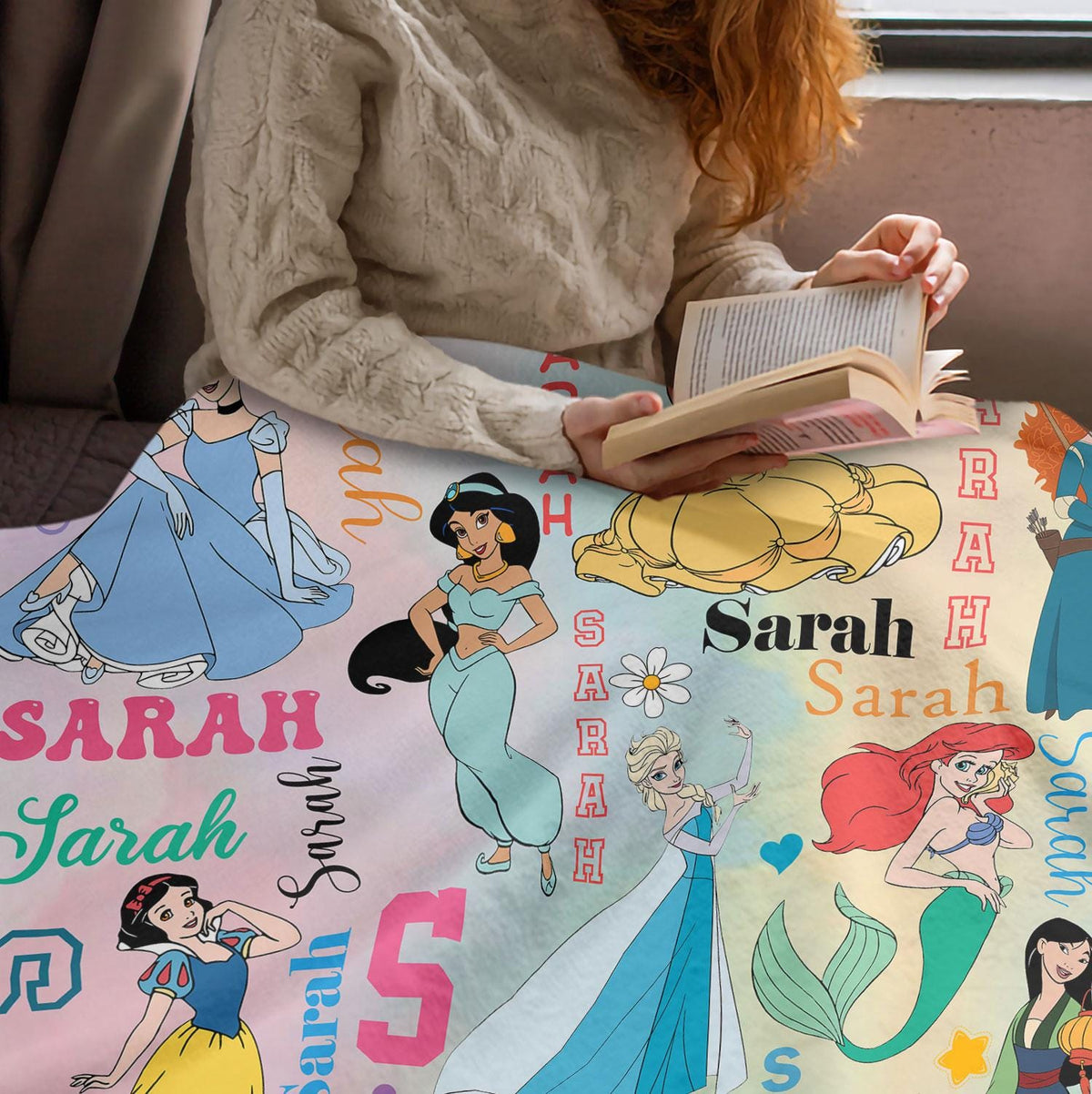 Custom Name Disney Princess Blanket, Personalized Disney Princess Blanket, Princess Character, Disney Blanket for Kid, Baby Shower Gift