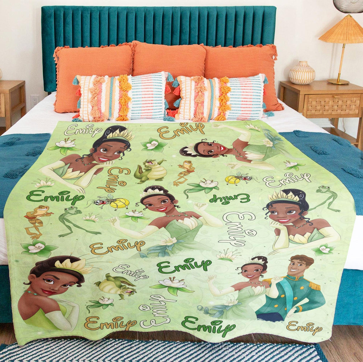Custom Name Tiana Princess Blanket, Personalized Disney Princess Blanket, Princess Character, Princess Birthday Girls Gifts Blanket