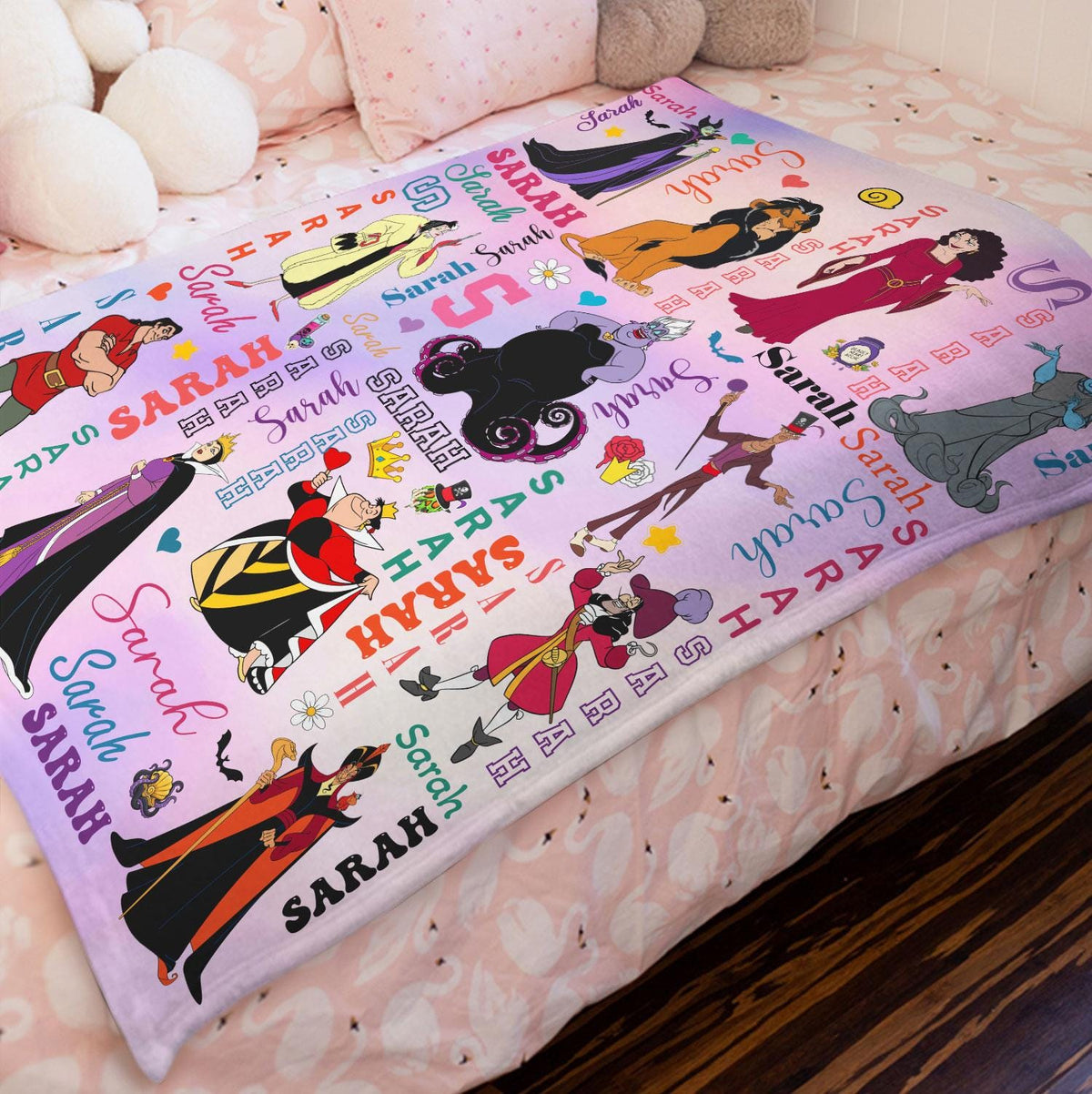 Personalized Disney Villains Blanket, Custom Name Villains Blanket, Disney Witch Maleficent Ursula Evil Queen Blanket, Disney Halloween Gift