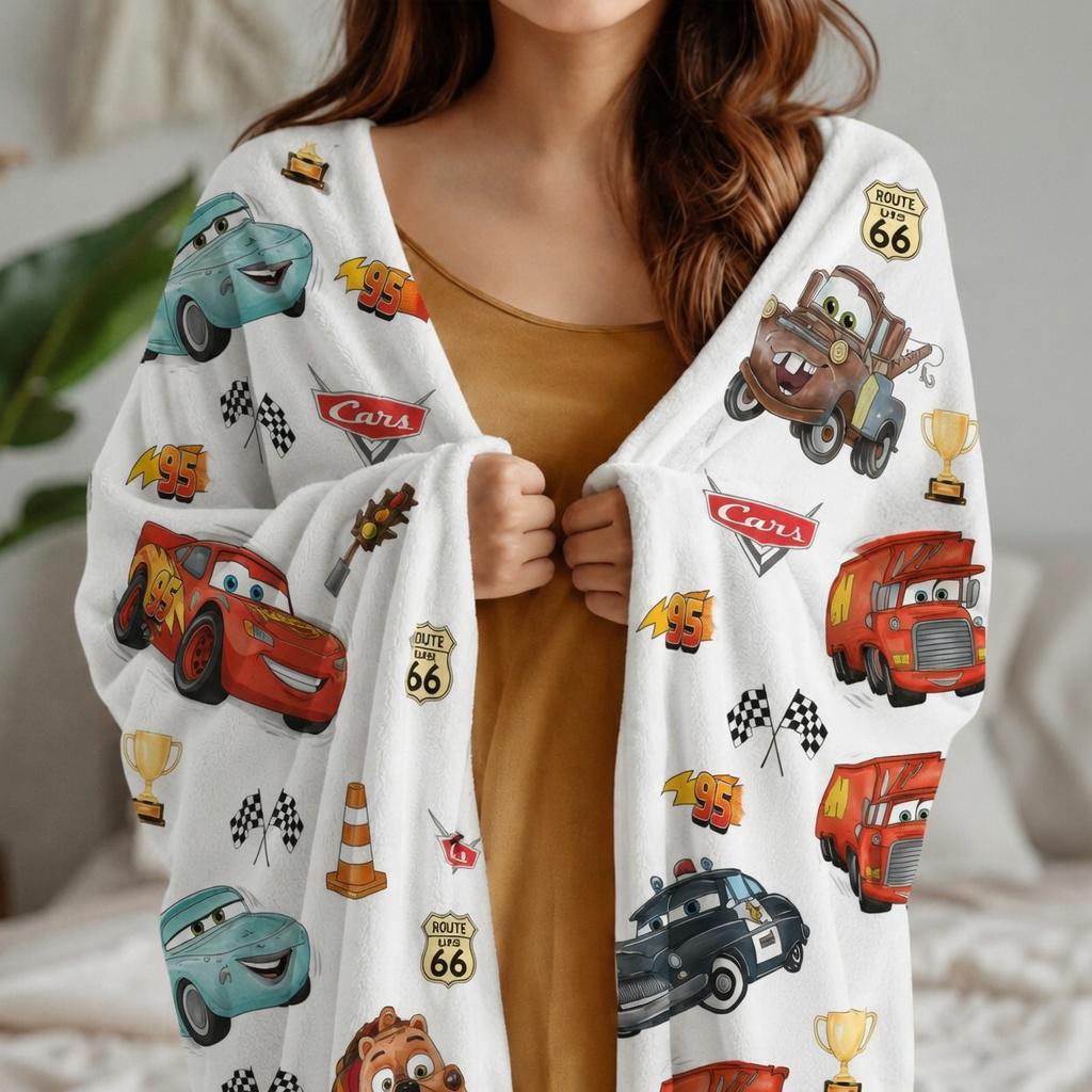 Custom Name Cars Baby Blanket, Personalized Disney Baby Shower Gift, Cars Nursery Baby Blanket, Race Car Bedding