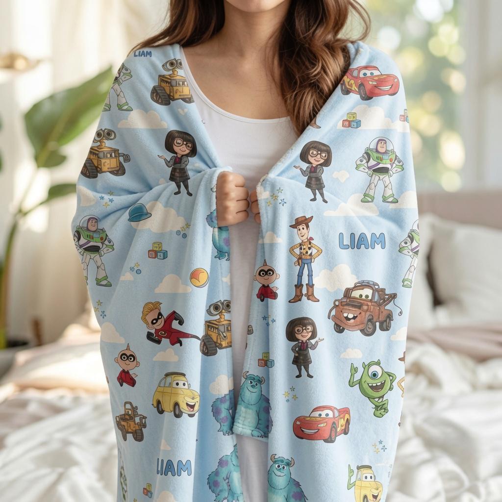 Custom Name Toy Story Baby Blanket, Personalized Disneyland Blanket, Personalized Baby Character Shower Gift, Nursery Disney Baby Blanket