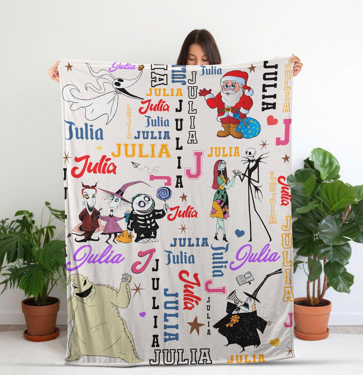 Personalized The Nightmare Before Christmas Blanket, Custom Name Nightmare Christmas Blanket, Toy Story Nursery Decor, Christmas Gift