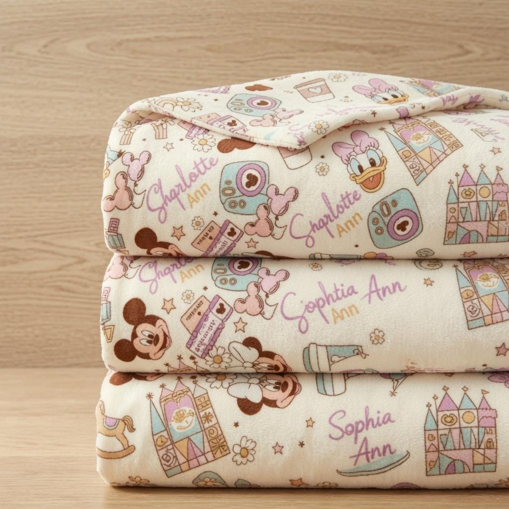 Personalized Disney Blanket, Custom Name Mickey And Friends Blanket, Disney World Sherpa Blanket, Mickey Mouse Blanket for Kids