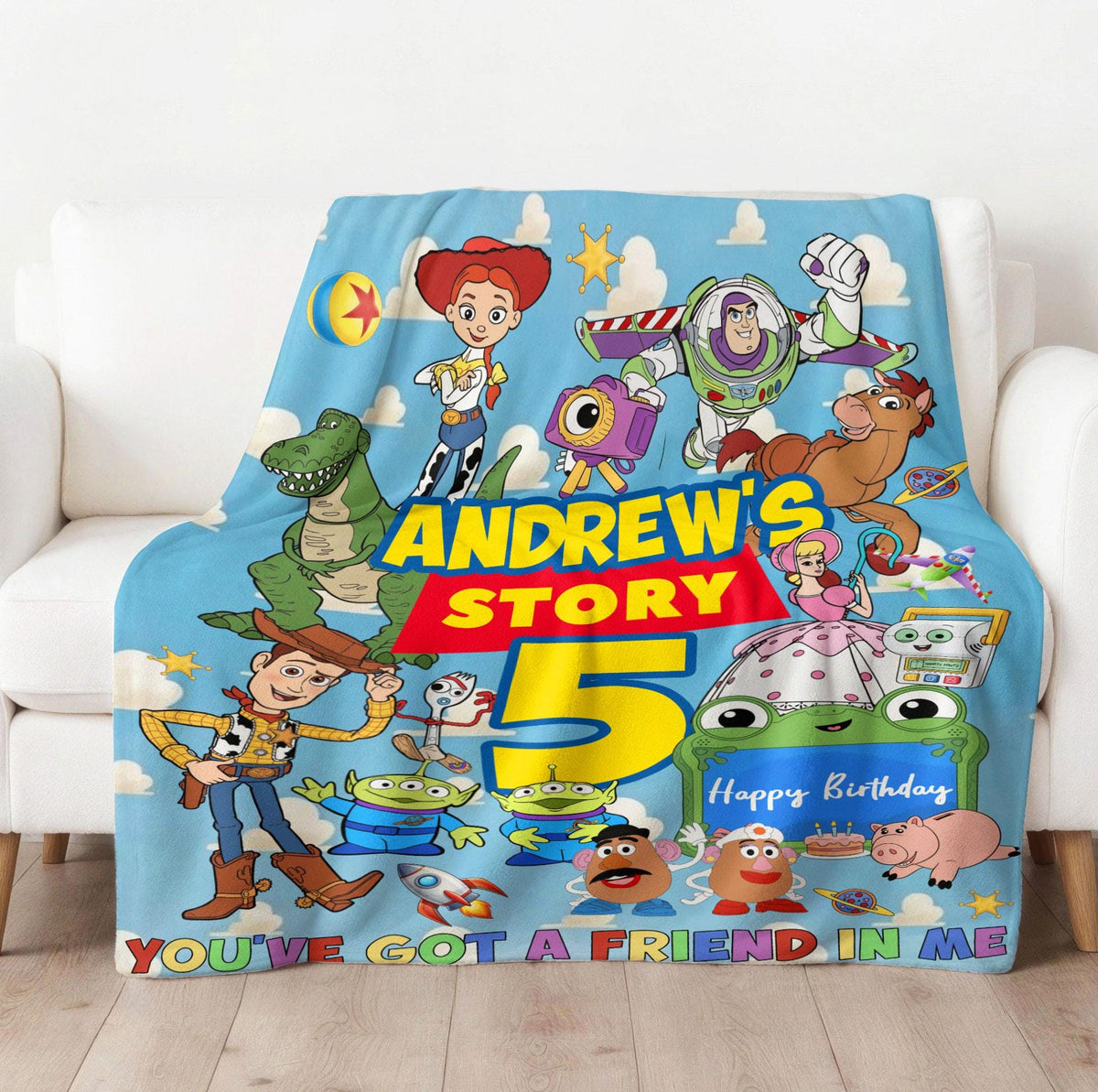 Custom Name Disney Toy Story Blanket, Personalized Toy Story Blanket, Toy Story Nursery Decor, You've Got A Friend In Me, Birthday Gift Kids