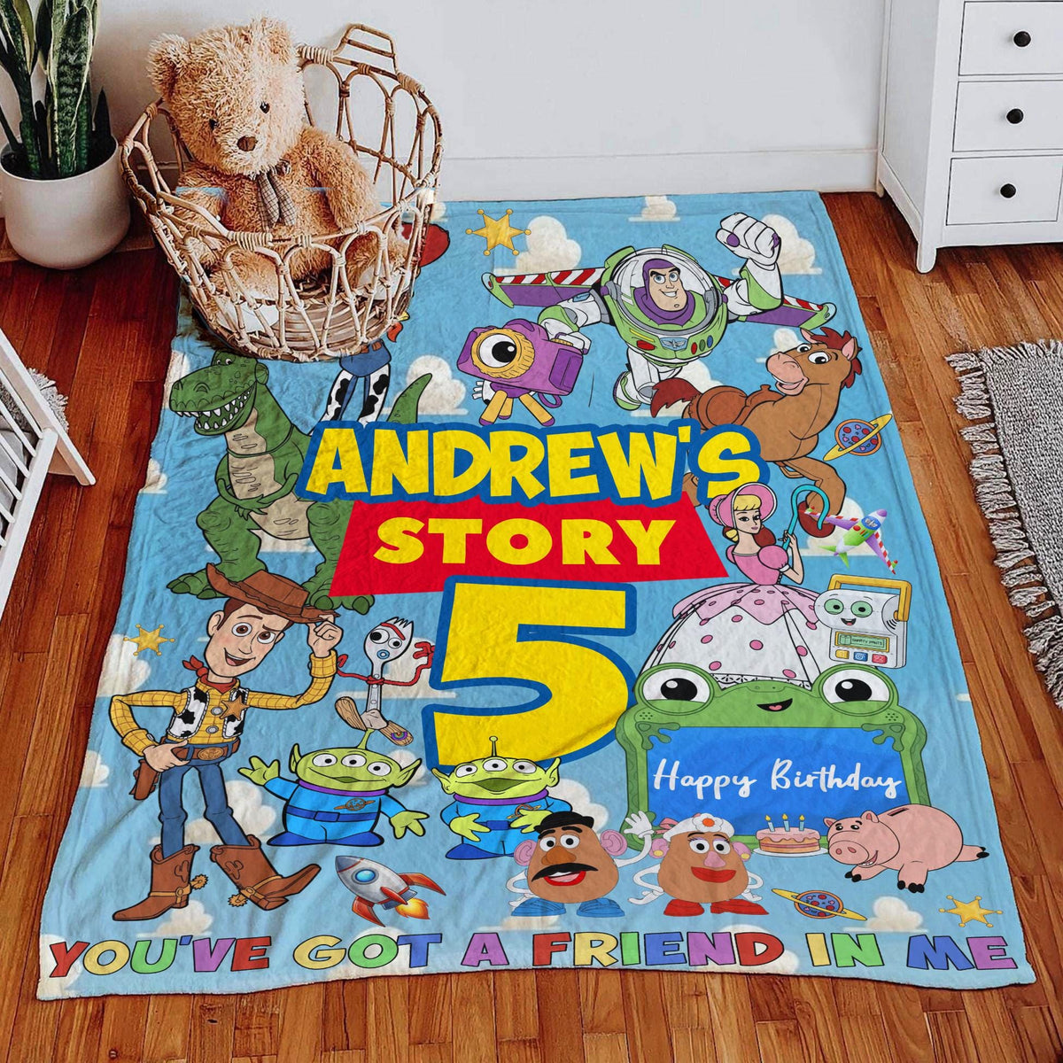 Custom Name Disney Toy Story Blanket, Personalized Toy Story Blanket, Toy Story Nursery Decor, You've Got A Friend In Me, Birthday Gift Kids