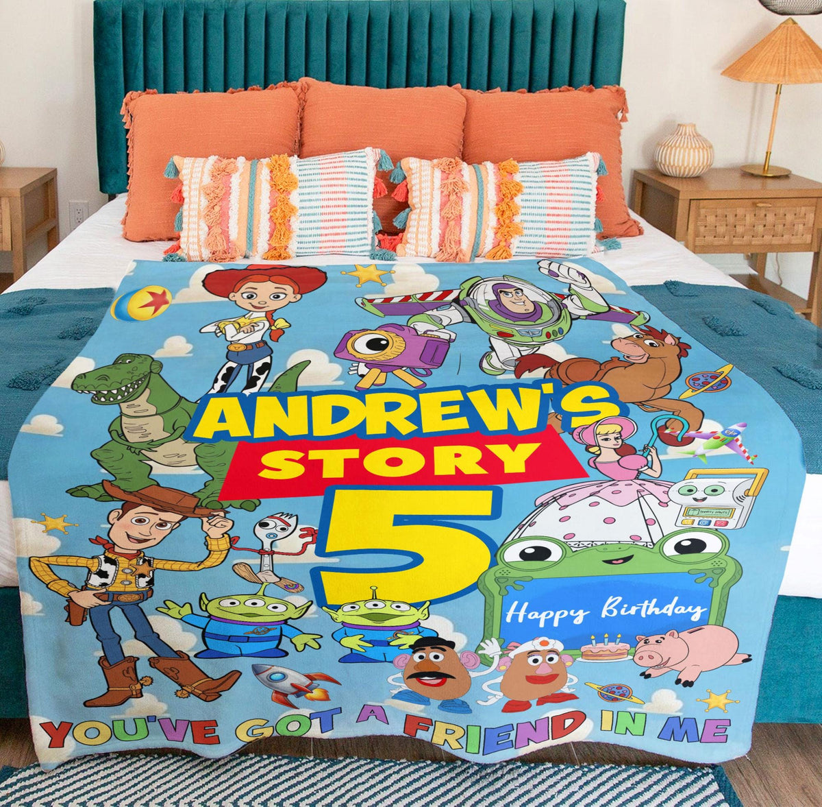 Custom Name Disney Toy Story Blanket, Personalized Toy Story Blanket, Toy Story Nursery Decor, You've Got A Friend In Me, Birthday Gift Kids