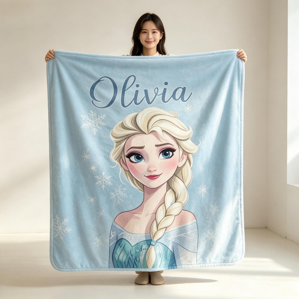 Personalized Disney Elsa Frozen Blanket, WDW Disneyland Baby Girl Trip Blanket, Elsa Princess Birthday Girl Blanket