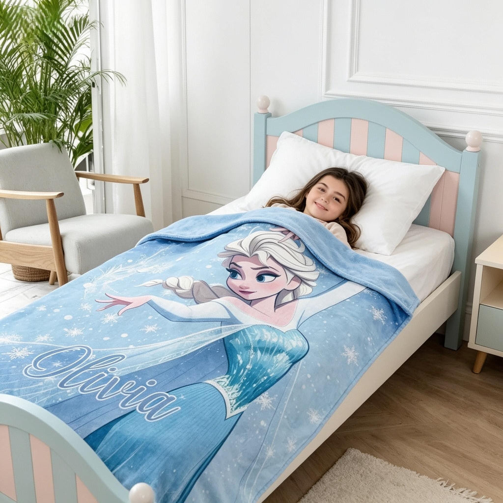 Personalized Frozen Elsa Princess Fleece Blanket, Disney Elsa Blanket, Frozen Blanket, Frozen Movie Blanket, Disney Blanket, Disney Princess