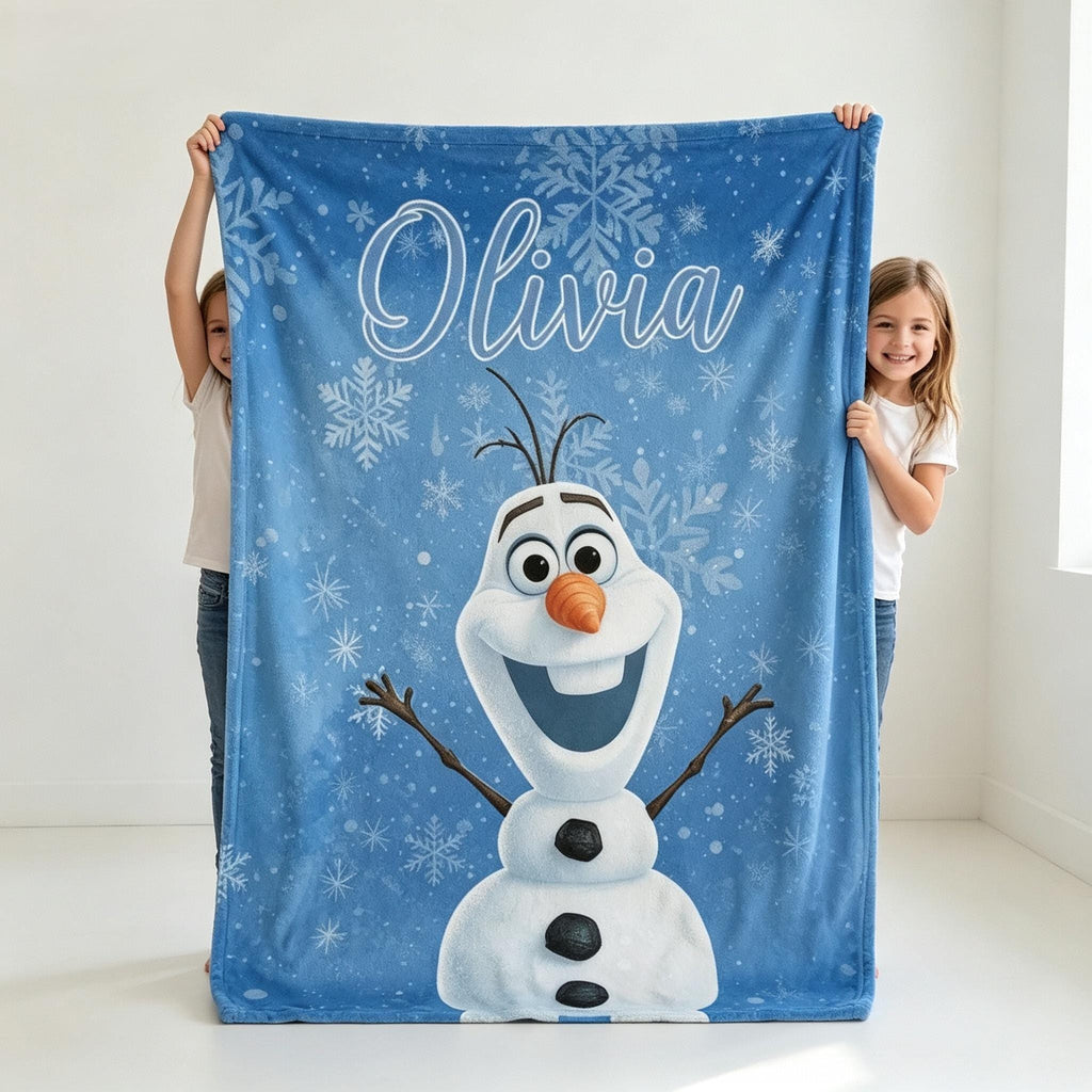 Personalized Disney Olaf Frozen Blanket, WDW Disneyland Baby Girl Trip Blanket, Disney Birthday Girl Gift, Cute Olaf Merch, Olaf Lover Gift