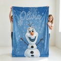 Personalized Disney Olaf Frozen Blanket, WDW Disneyland Baby Girl Trip Blanket, Disney Birthday Girl Gift, Cute Olaf Merch, Olaf Lover Gift