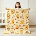 Personalized Winnie the Pooh Blanket, Custom Name Pooh Bear Throw, Cute Kids Cartoon Blanket, Baby Birthday Gift