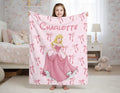 Custom Aurora Princess Blanket, Sleeping Beauty Bows Throw, Personalized Disney Coquette Bedding, Princess Birthday Girl Gift