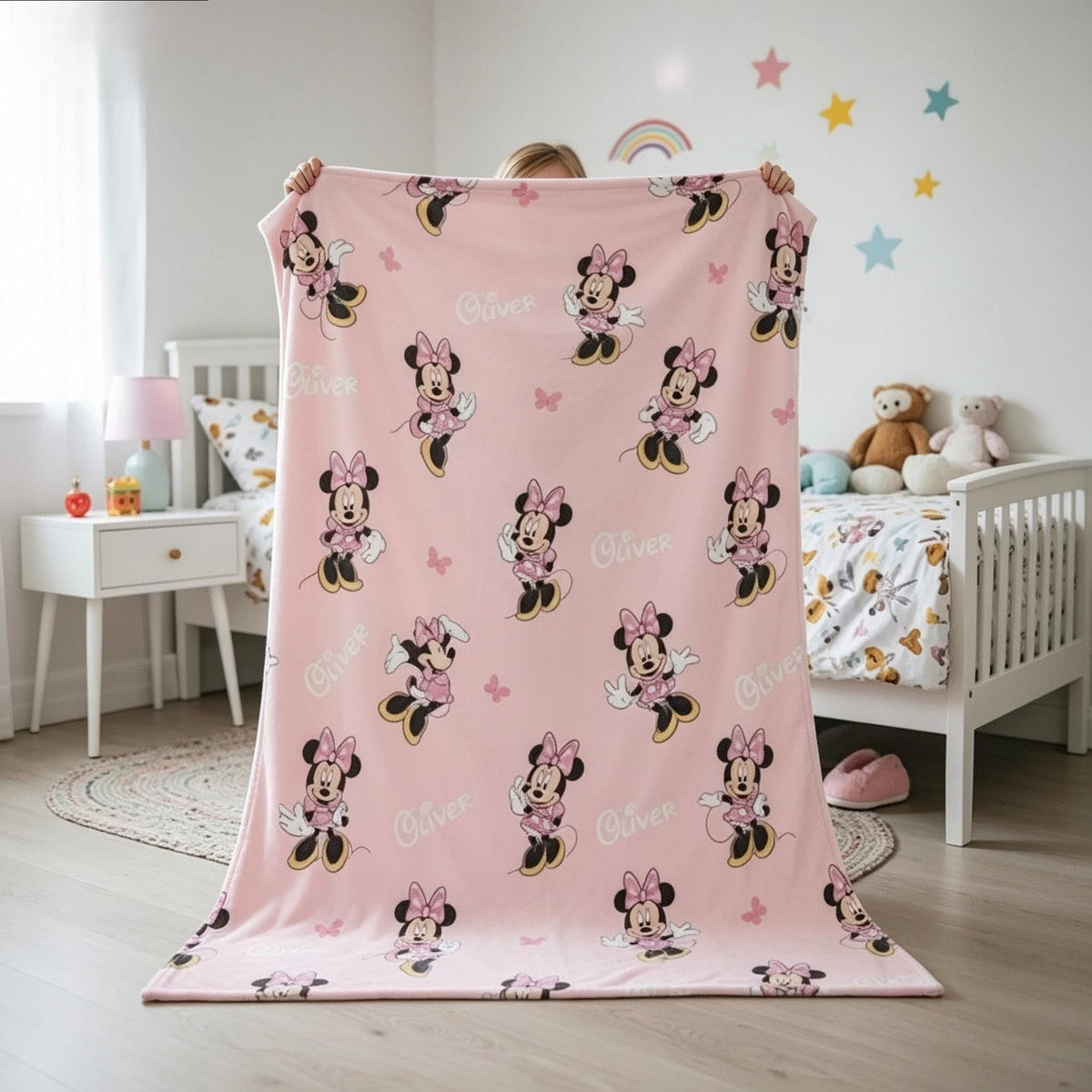 Custom Name Minnie Mouse Blanket, Custom Name Disney Minnie Blanket, Disney Blankets, Minnie Birthday Gifts, Kid Name Blanket