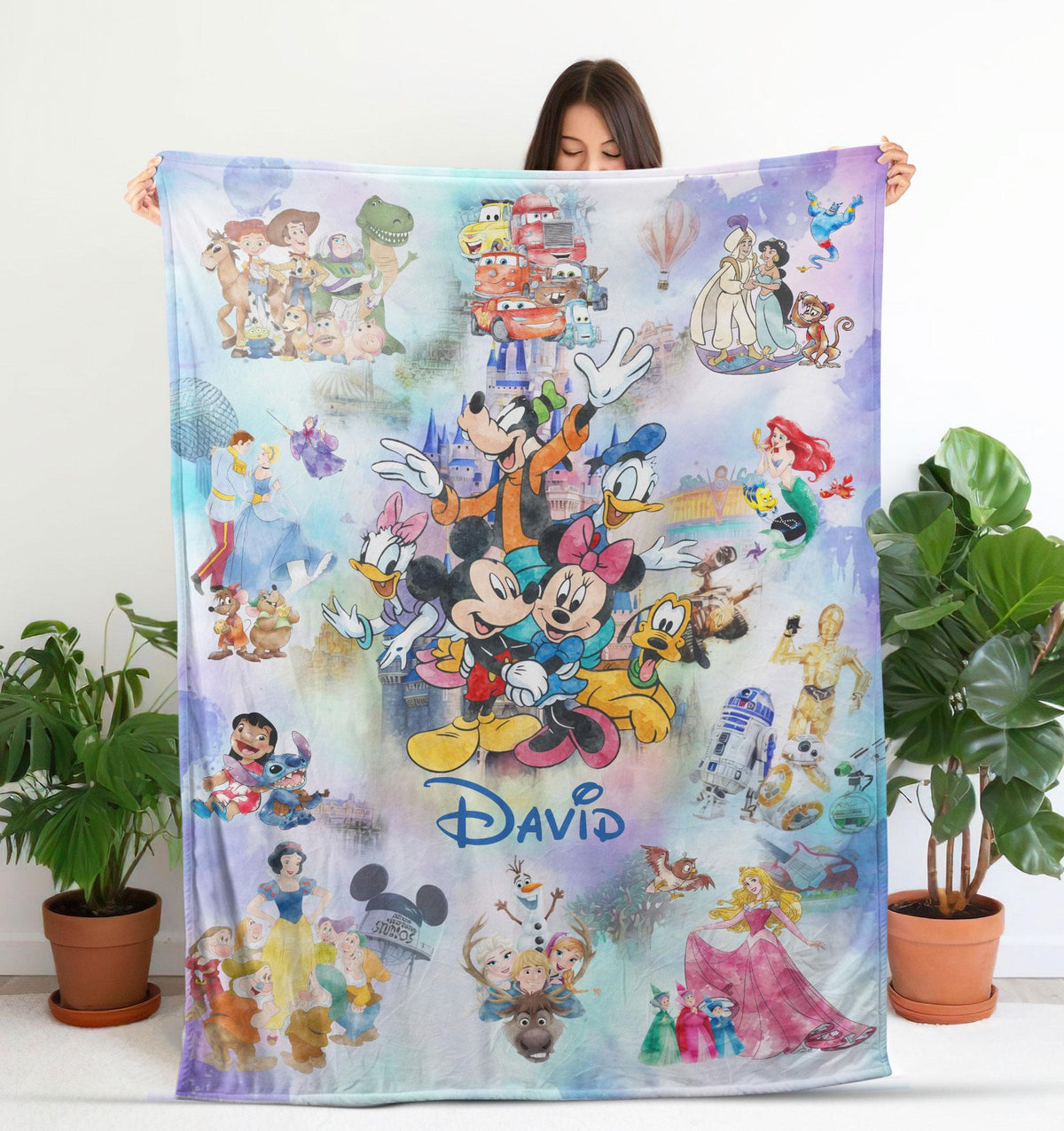 Personalized Disneyland Blanket, Custom Name Mouse And Friends Blanket, Disney Blanket for Kids, Disney World Blanket, Disney Home Decor