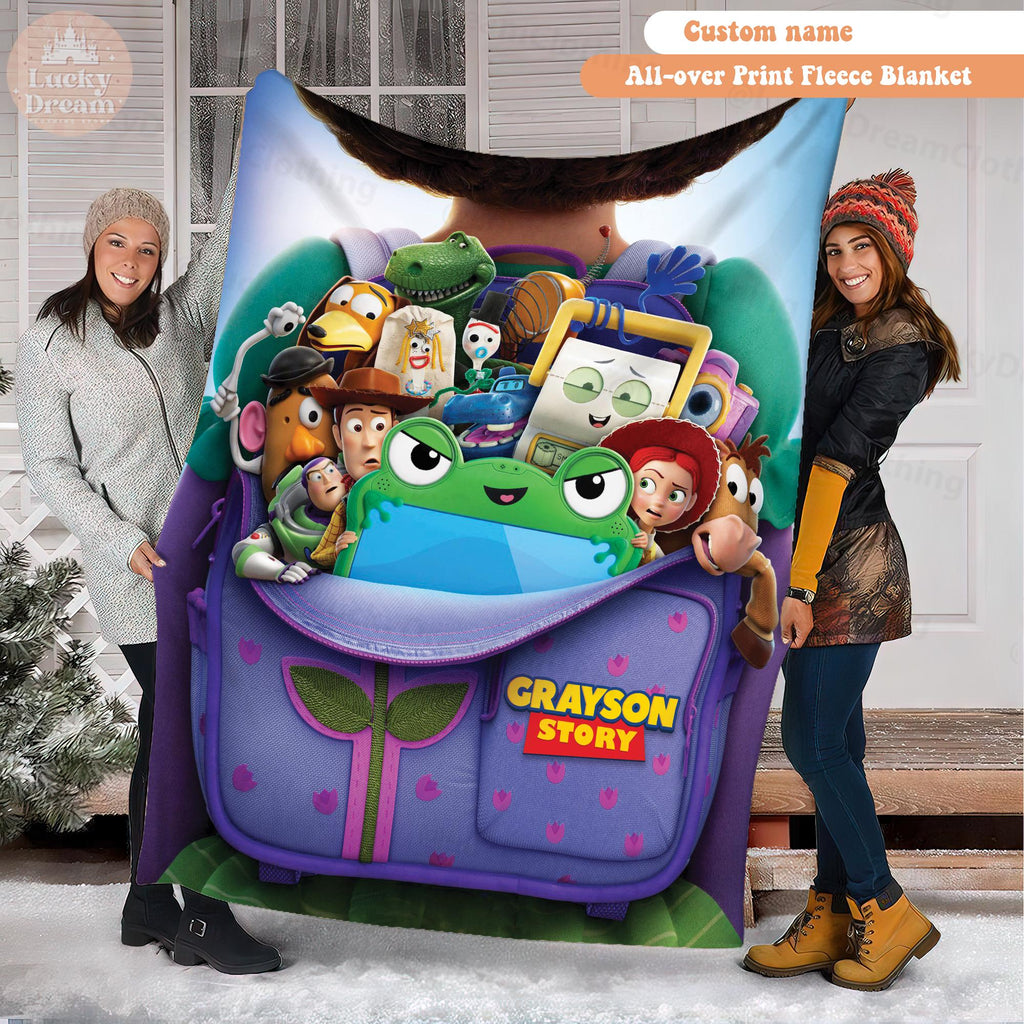 Personalized Toy Story 5 Blanket, Custom Name Disney Toy Story Blanket, Woody Buzz Lightyear Jessie Blanket, Toy Story 5 Gift for Boy, Girl