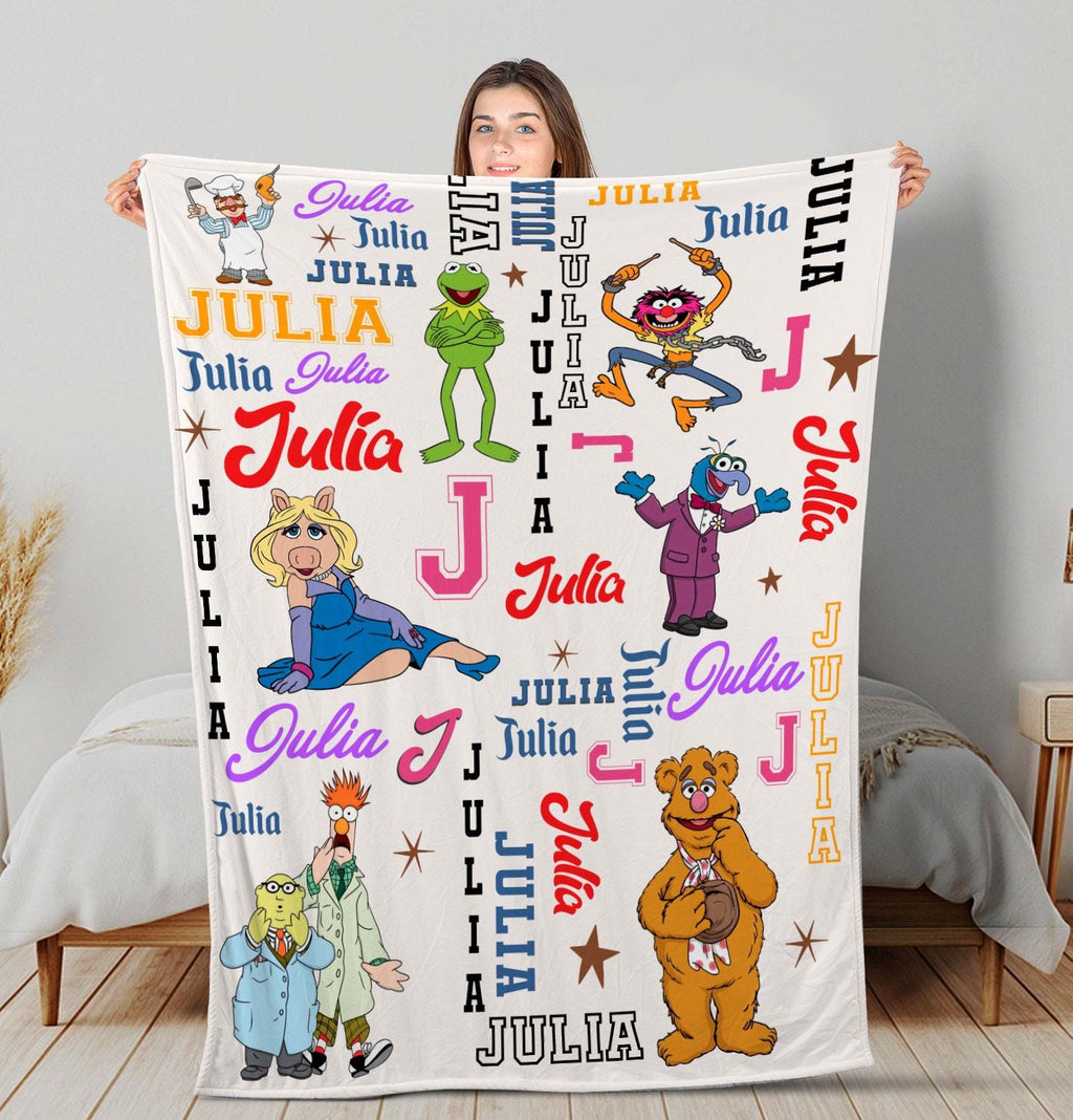 Personalized Disney The Muppets Blanket, Custom Name Disney Kermit Gonzo Rizzo Piggy Blanket, The Muppet Show Blanket, Muppet Blanket